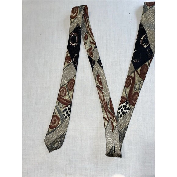 Manzoni Men’s Dress Tie Size 57” Multicolor Geometric Silk Business Formal - Picture 12 of 12